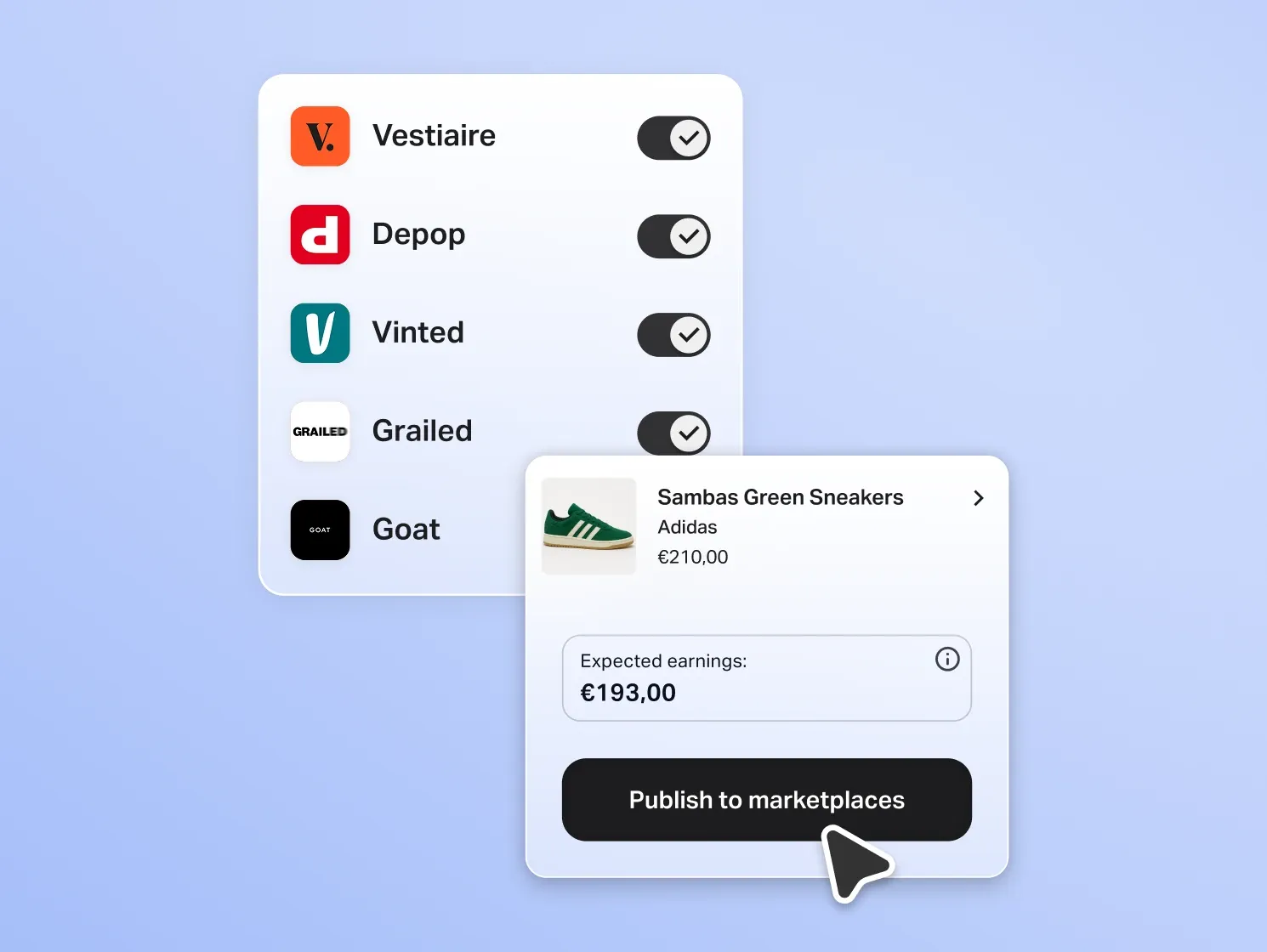 One listing published to several marketplaces at once